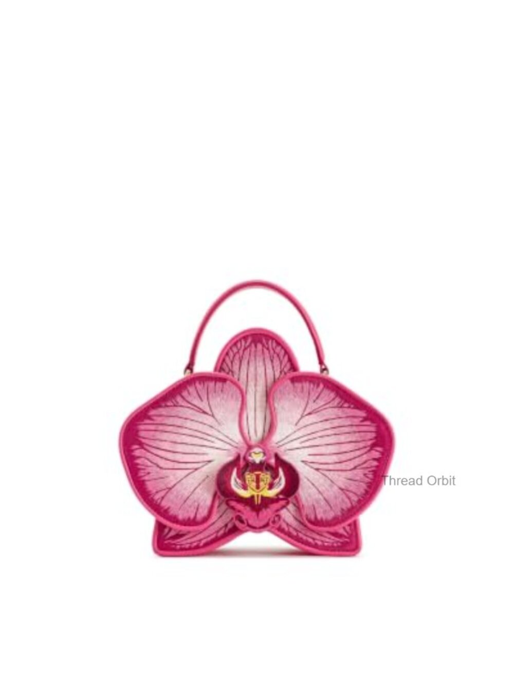 Vegan Leather Top Handle Satchel Crossbody Bag Orchid Flower Shape
